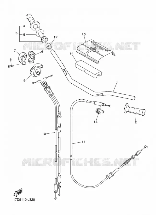 GUIDON ET CABLES Yamaha MOTO 250 2010 YZF  YZ250F