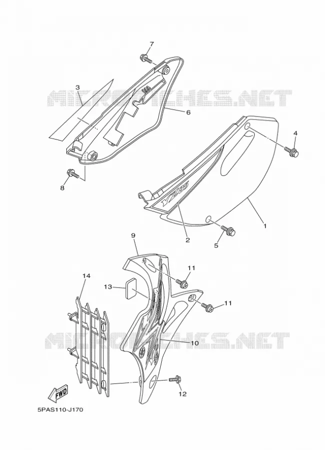 COUVERCLE LATERAL Yamaha MOTO 85 2010 YZ  YZ85