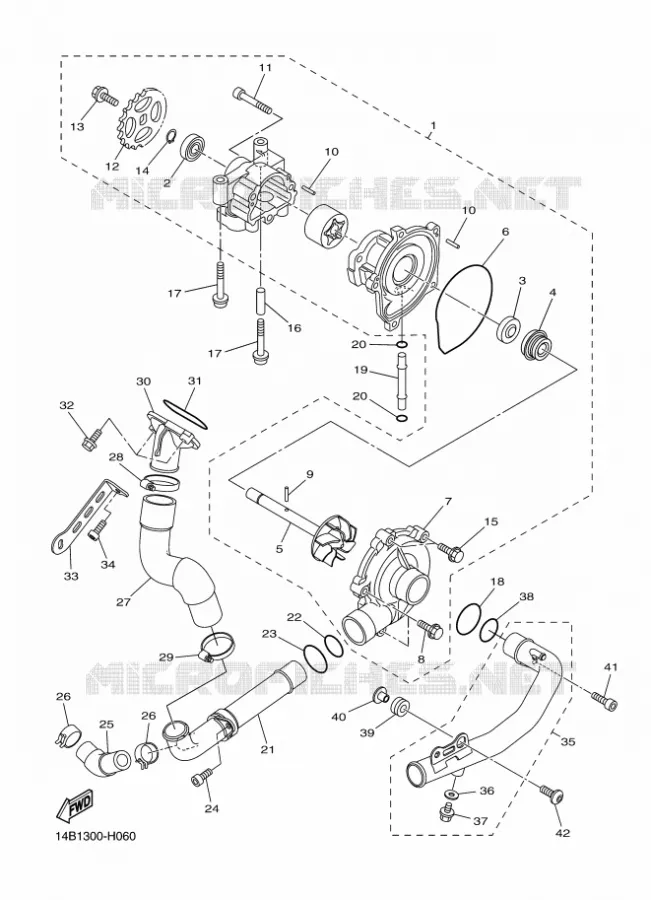 POMPE A EAU / DURITES Yamaha MOTO 1000 2010 R1  YZF-R1