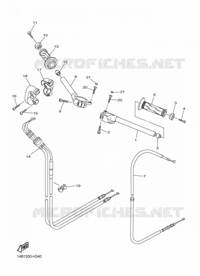 GUIDON ET CABLES Yamaha MOTO 1000 2010 R1  YZF-R1
