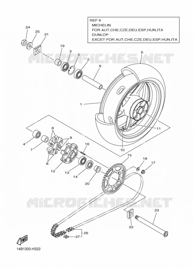 ROUE ARRIERE Yamaha MOTO 1000 2010 R1  YZF-R1
