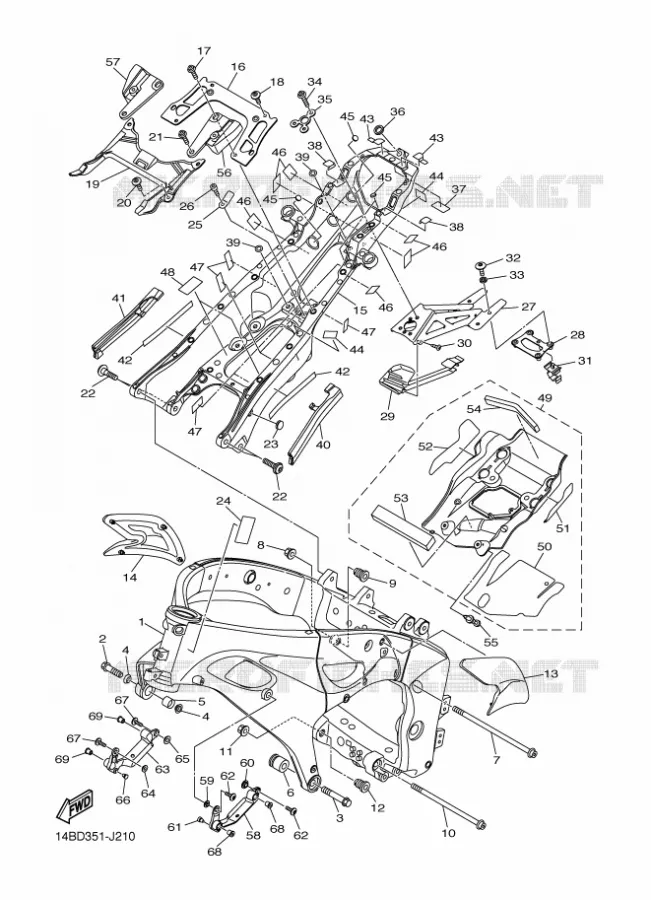 CADRE Yamaha MOTO 1000 2010 R1  YZF-R1