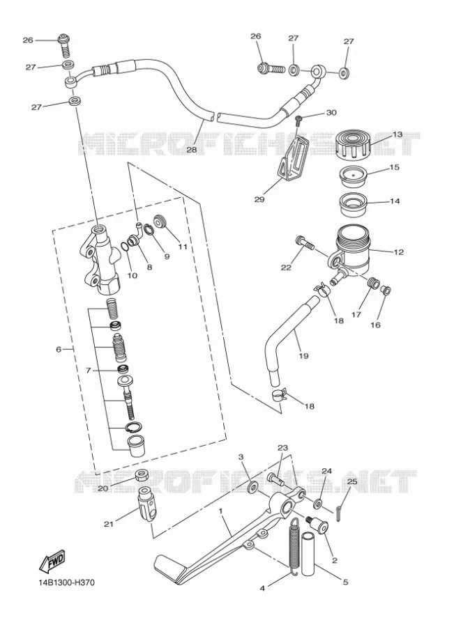 MAITRE CYLINDRE DE FREIN ARRIERE Yamaha MOTO 1000 2010 R1  YZF-R1