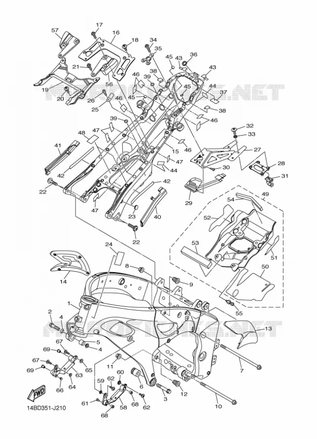 CADRE Yamaha MOTO 1000 2010 R1  YZF-R1