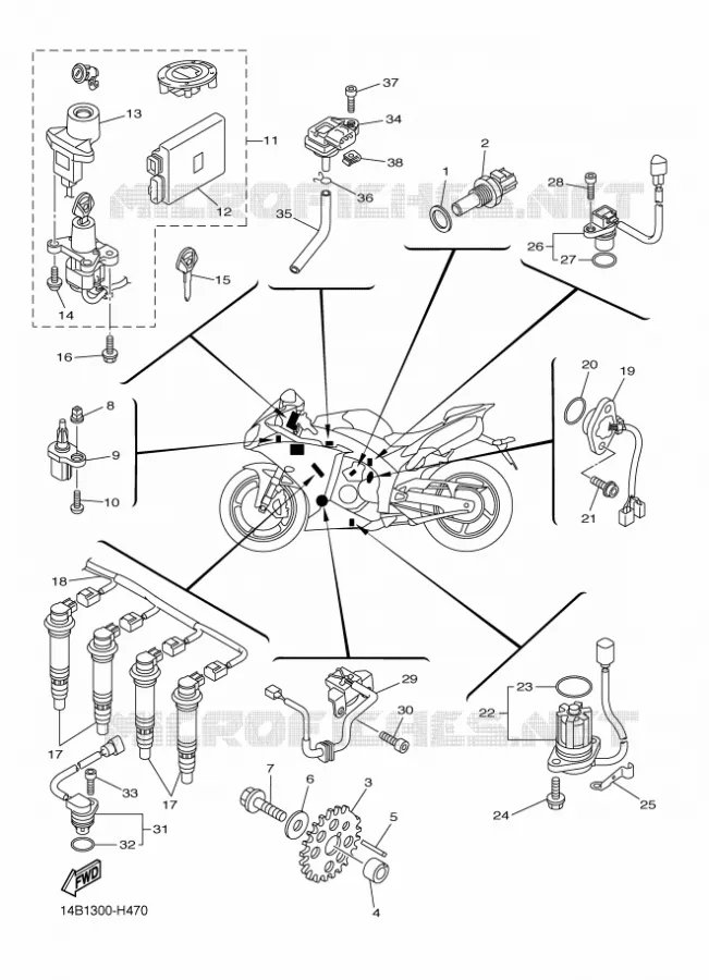 PARTIE ELECTRIQUE 1 Yamaha MOTO 1000 2010 R1  YZF-R1