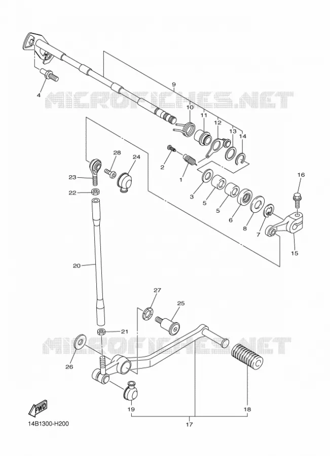 AXE DE SELECTEUR / PEDALE Yamaha MOTO 1000 2010 R1  YZF-R1