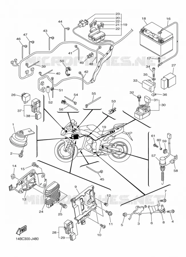 PARTIE ELECTRIQUE 2 Yamaha MOTO 1000 2010 R1  YZF-R1