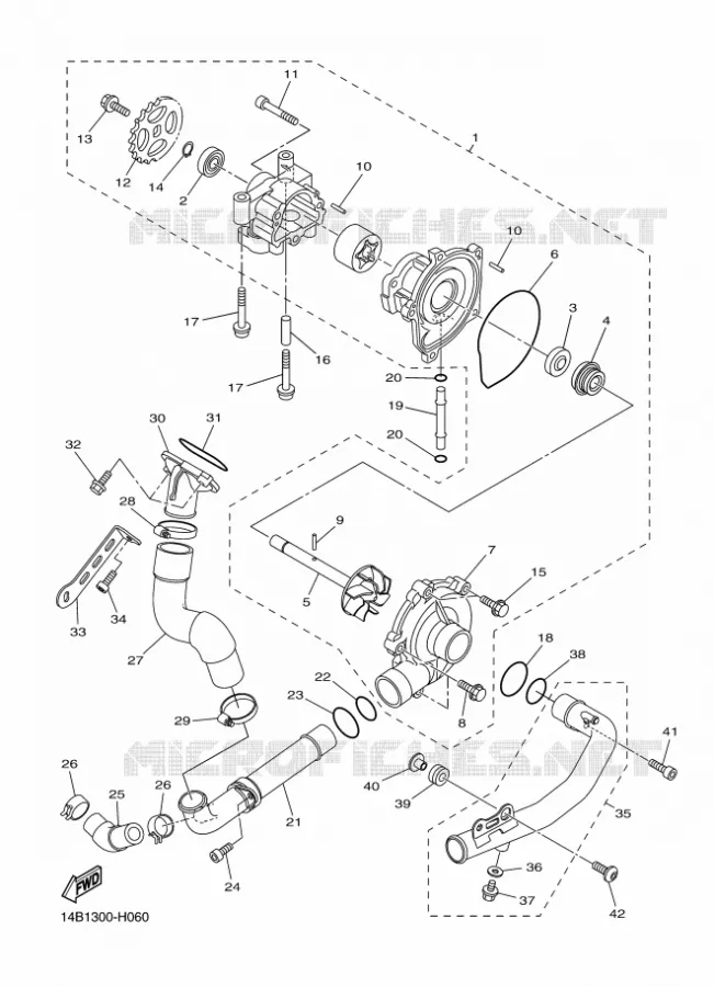 POMPE A EAU / DURITES Yamaha MOTO 1000 2010 R1  YZF-R1