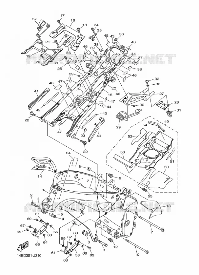 CADRE Yamaha MOTO 1000 2010 R1  YZF-R1 R1