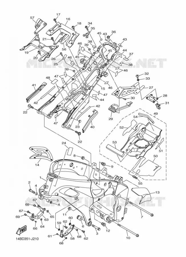 CADRE Yamaha MOTO 1000 2010 R1  YZF-R1 R1