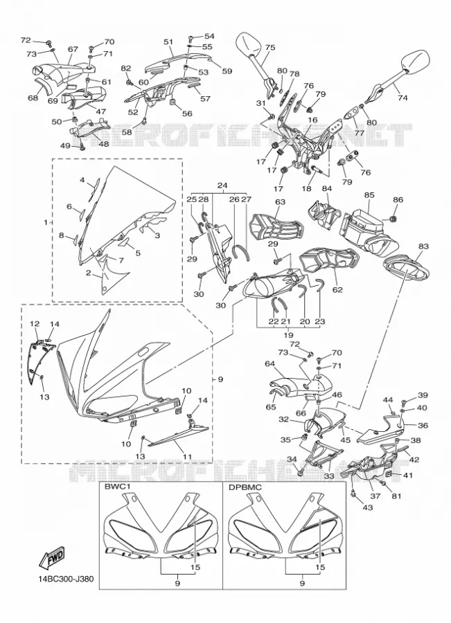 CARENAGES 1  Yamaha MOTO 1000 2010 R1  YZF-R1 R1