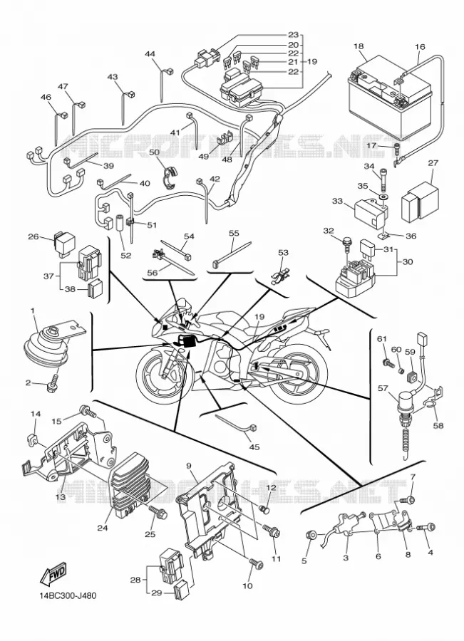 PARTIE ELECTRIQUE 2 Yamaha MOTO 1000 2010 R1  YZF-R1 R1