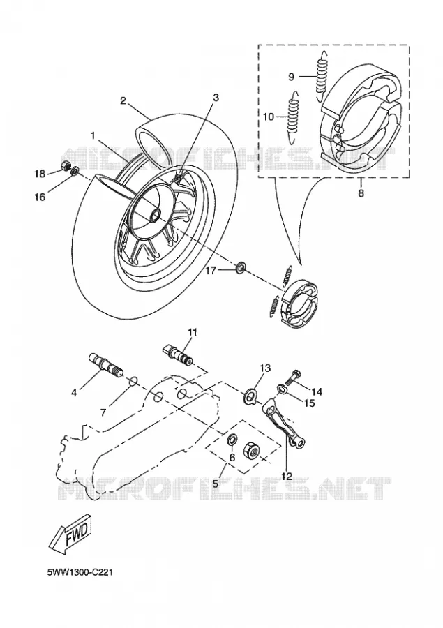 ROUE ARRIERE Yamaha SCOOTER 50 2011 BWS  CW50 BW'S