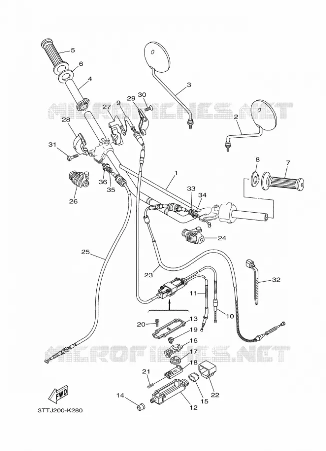 GUIDON ET CABLES 2 Yamaha MOTO 125 2011 DT  DT125