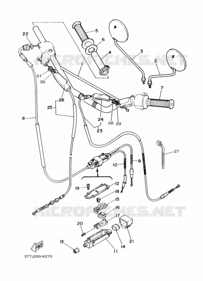 GUIDON ET CABLES Yamaha MOTO 175 2011 DT  DT175