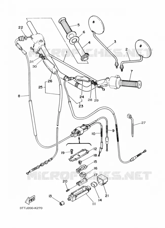 GUIDON ET CABLES Yamaha MOTO 175 2011 DT  DT175