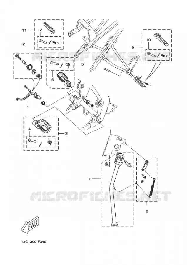 SUPPORT / REPOSE PIEDS Yamaha MOTO 50 2011 DTR  DT50R