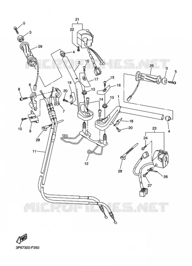 GUIDON ET CABLES Yamaha MOTO 1300 2011 FJR ABS  FJR1300A