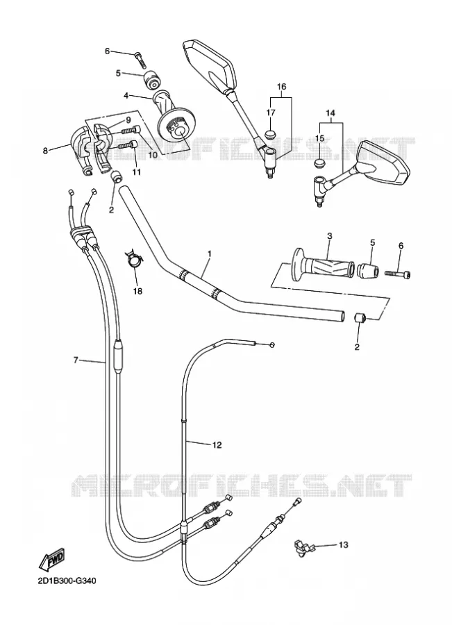 GUIDON ET CABLES Yamaha MOTO 1000 2011 FZ1 ABS  FZ1-NA FAZER