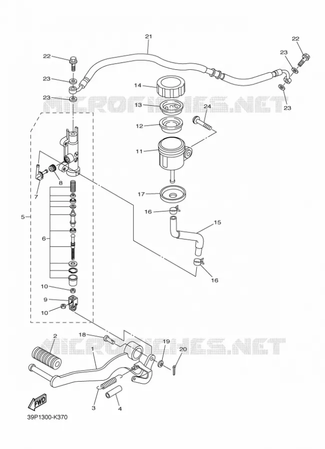 MAITRE CYLINDRE DE FREIN ARRIERE Yamaha MOTO 800 2011 FZ8  FZ8-N