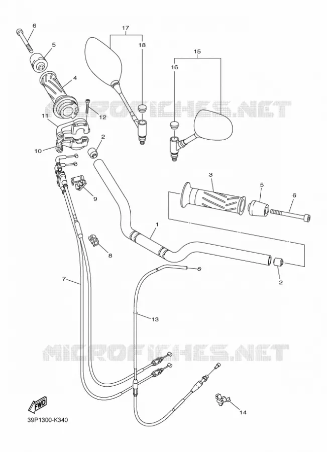 GUIDON ET CABLES Yamaha MOTO 800 2011 FZ8 ABS  FZ8-NA