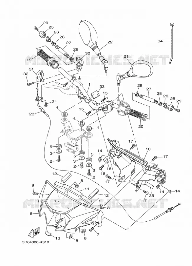 GUIDON ET CABLES Yamaha SCOOTER 135 2011 CRYPTON  T135FI