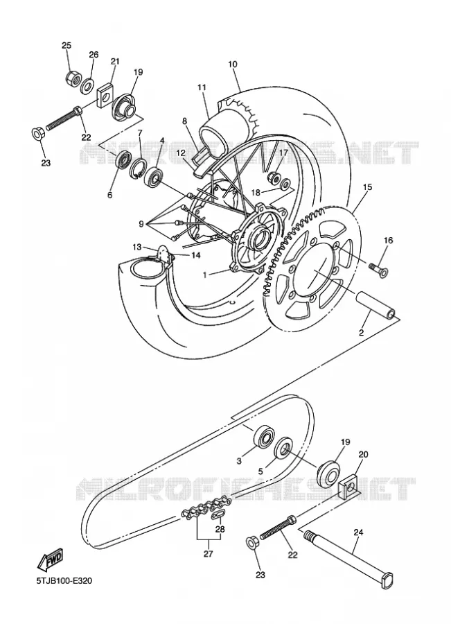 ROUE ARRIERE Yamaha MOTO 250 2011 WRF  WR250F