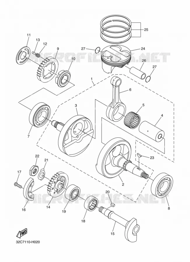 VILEBREQUIN / PISTON Yamaha MOTO 250 2011 WR-R  WR250R