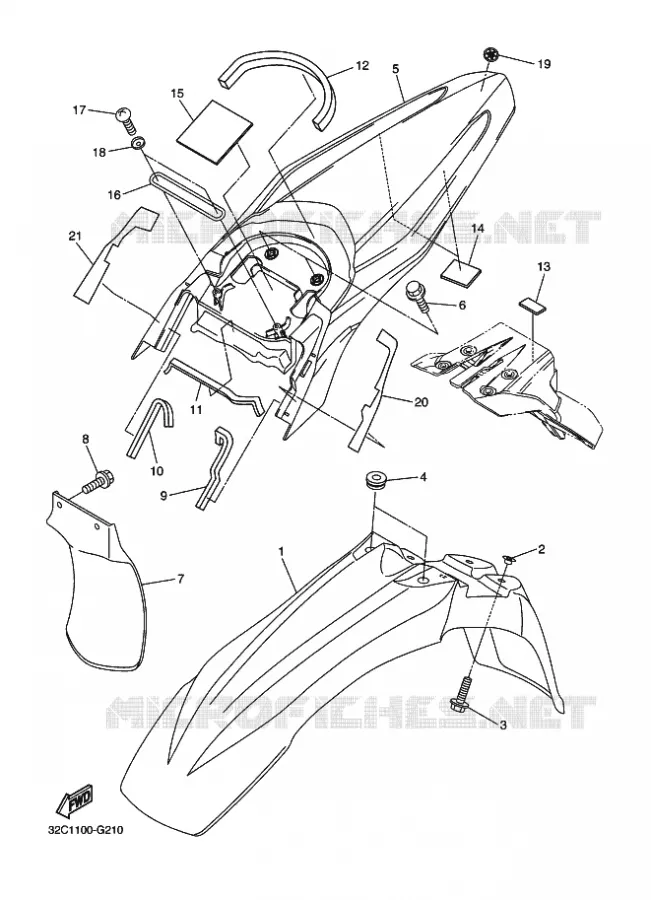 GARDE BOUE Yamaha MOTO 250 2011 WR-R  WR250R