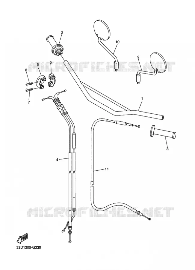 GUIDON ET CABLES Yamaha MOTO 250 2011 WR-R  WR250R