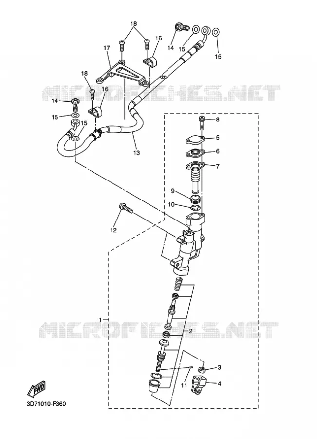 MAITRE CYLINDRE DE FREIN ARRIERE Yamaha MOTO 250 2011 WR-R  WR250R