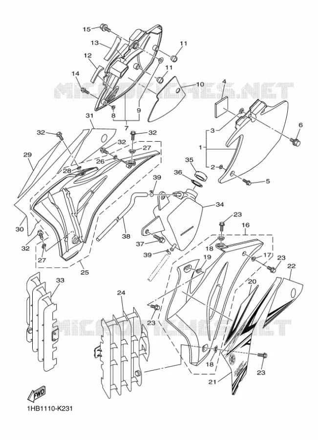 COUVERCLE LATERAL Yamaha MOTO 450 2011 WRF  WR450F