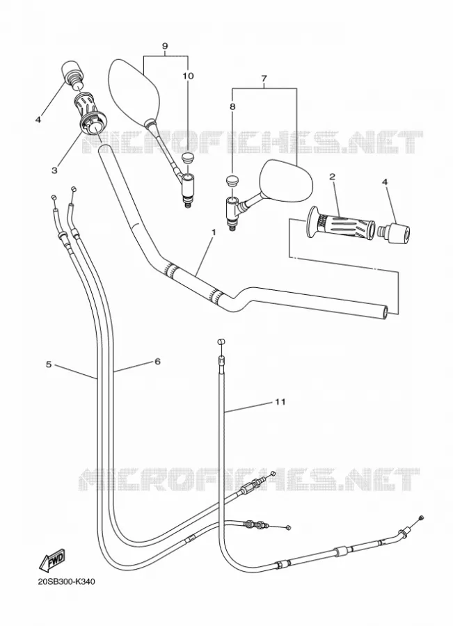 GUIDON ET CABLES Yamaha MOTO 600 2011 XJ6  XJ6N
