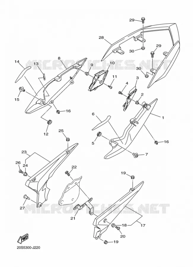 COUVERCLE LATERAL Yamaha MOTO 600 2011 XJ6 ABS  XJ6NA