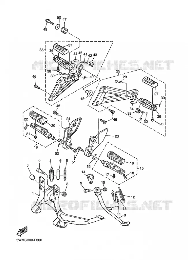 SUPPORT / REPOSE PIEDS Yamaha MOTO 1300 2011 XJR  XJR1300