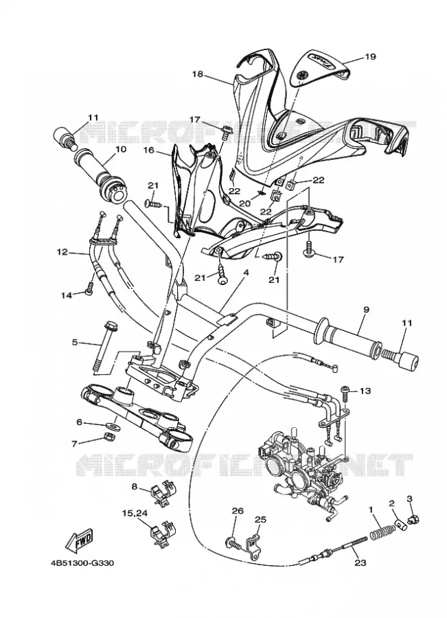 GUIDON ET CABLES Yamaha SCOOTER 500 2011 TMAX  XP500 TMAX