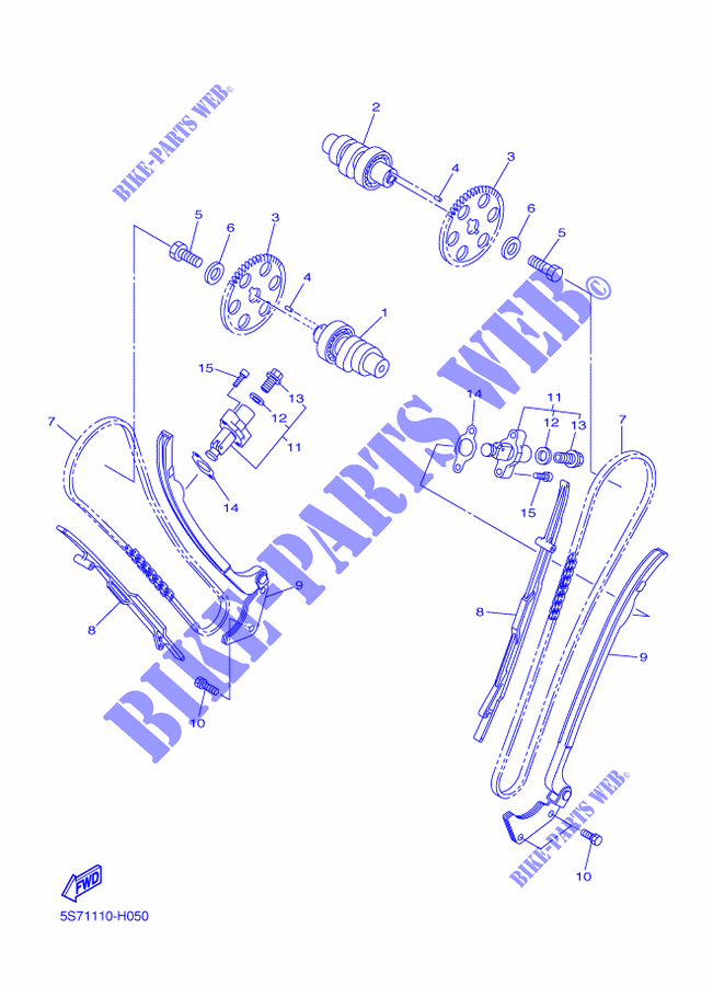 ARBRE A CAMES / CHAINE DE DISTRIBUTION pour Yamaha XVS950A de 2011