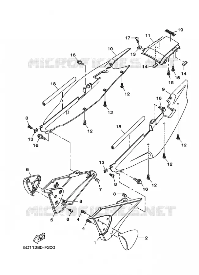 COUVERCLE LATERAL Yamaha MOTO 250 2011 YBR  YBR250