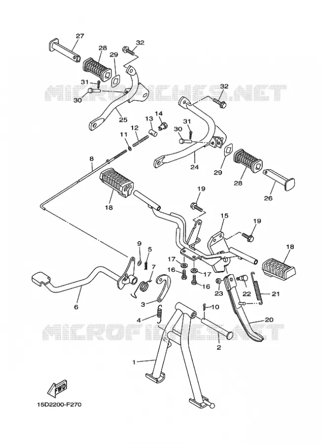 SUPPORT / REPOSE PIEDS Yamaha MOTO 110 2011 Autres modeles  YD110S CRUX