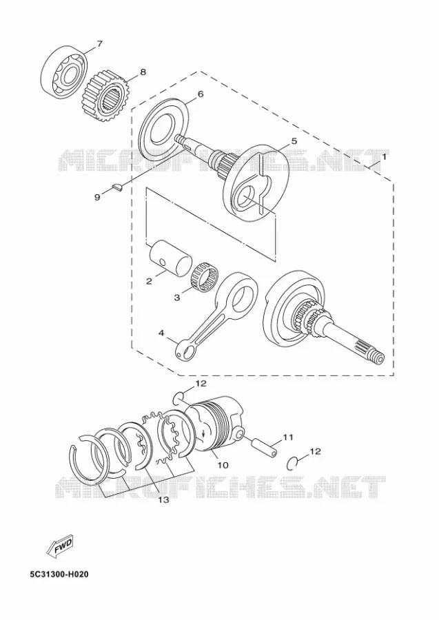 VILEBREQUIN / PISTON Yamaha SCOOTER 50 2011 NEOS 4T  YN50F NEO'S