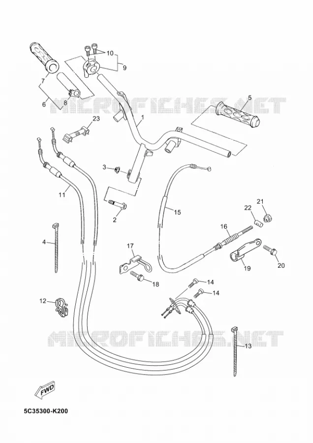 GUIDON ET CABLES Yamaha SCOOTER 50 2011 OVETTO 4T UBS  YN50F OVETTO 50 4ST UBS