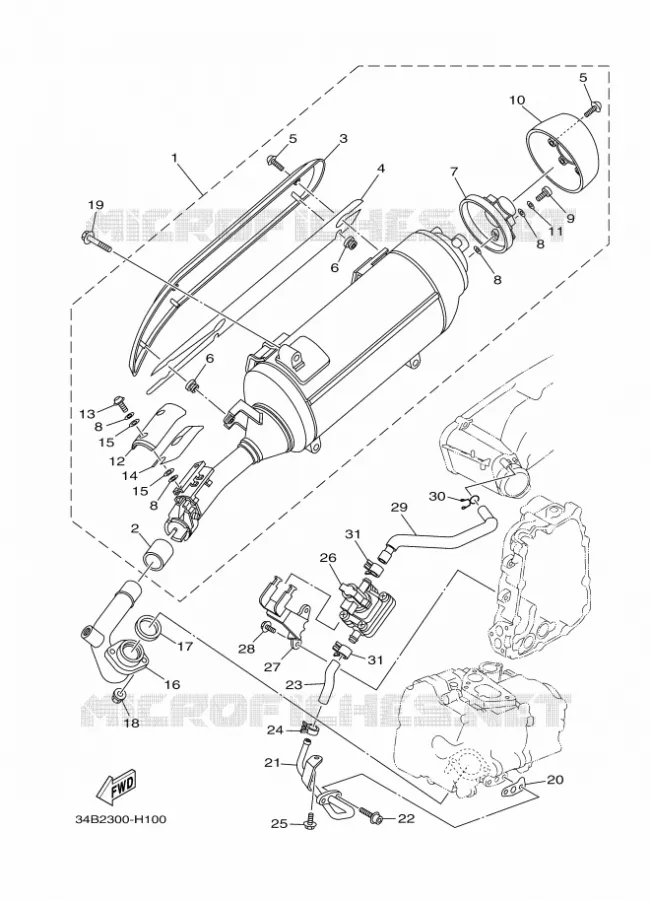 ECHAPPEMENT Yamaha SCOOTER 400 2011 MAJESTY  YP400