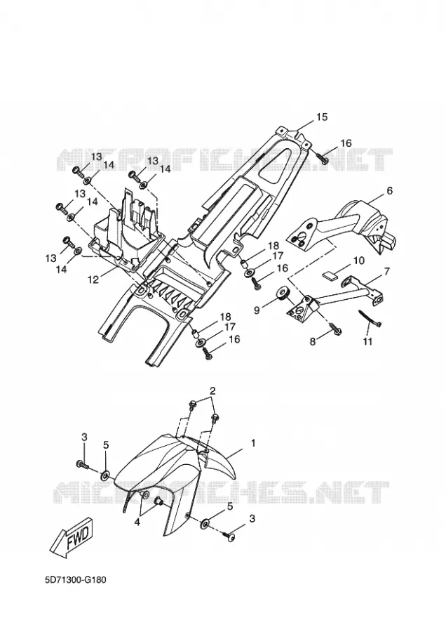 GARDE BOUE Yamaha MOTO 125 2011 R125  YZF-R125