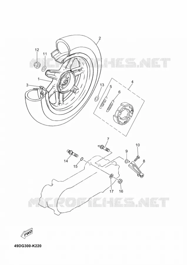 ROUE ARRIERE Yamaha SCOOTER 50 2012 MACH  CS50