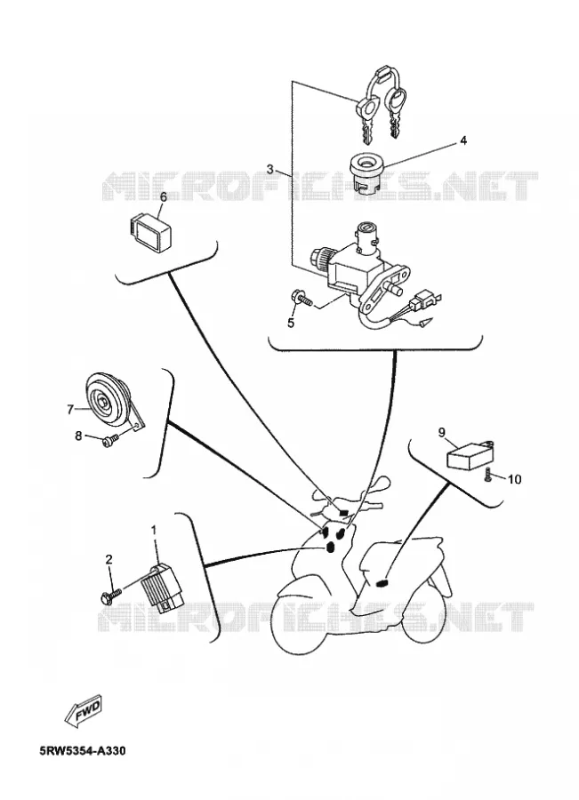 PARTIE ELECTRIQUE 1 Yamaha SCOOTER 50 2012 JOG  CS50 JOG R