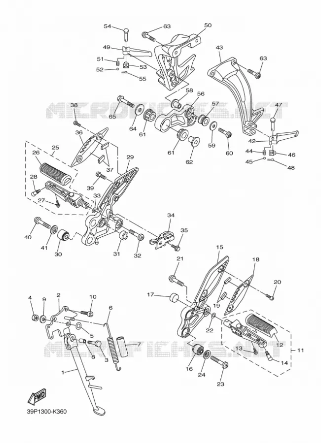 SUPPORT / REPOSE PIEDS Yamaha MOTO 800 2012 FZ8  FZ8-N