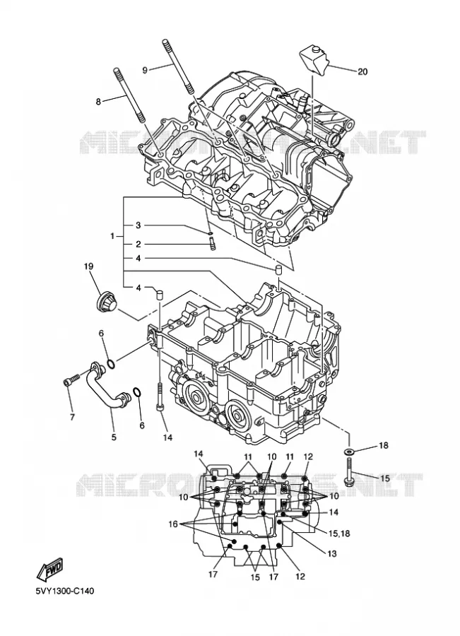 CARTER MOTEUR Yamaha MOTO 800 2012 FZ8 ABS  FZ8-NA