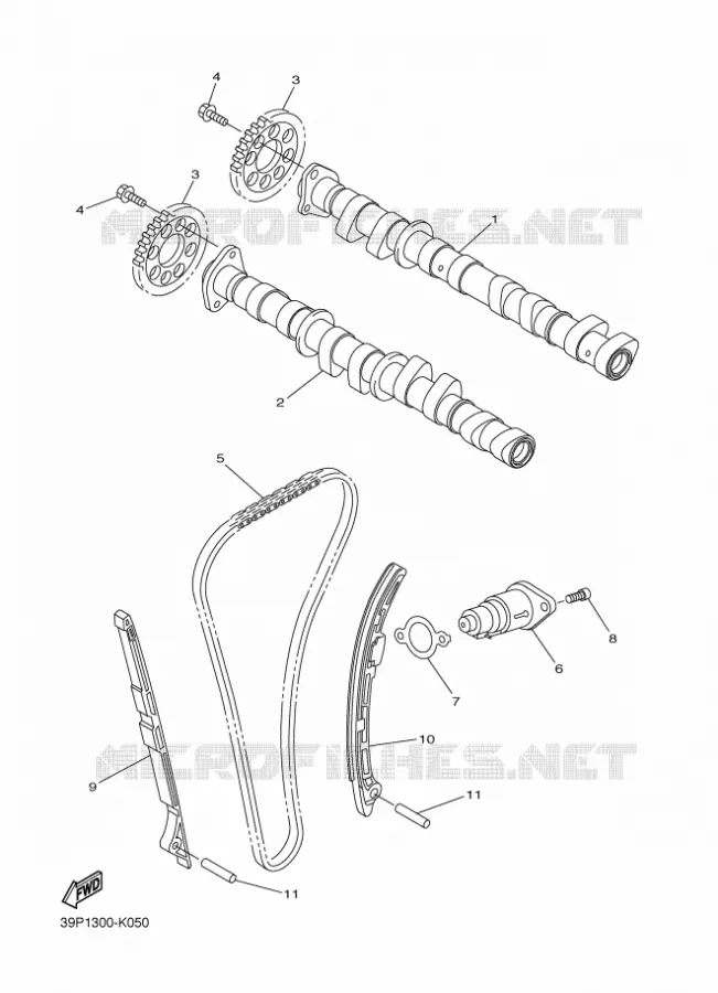 ARBRE A CAMES / CHAINE DE DISTRIBUTION Yamaha MOTO 800 2012 FAZER  FZ8-S