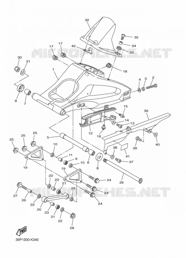 BRAS ARRIERE Yamaha MOTO 800 2012 FAZER  FZ8-S