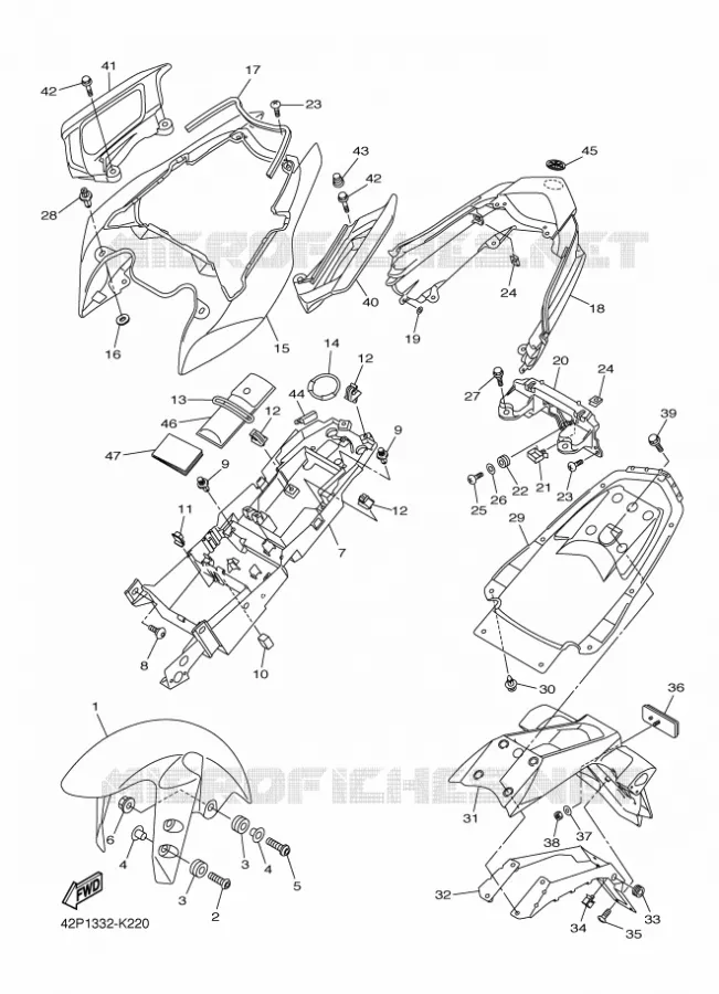 GARDE BOUE Yamaha MOTO 800 2012 FAZER  FZ8-S